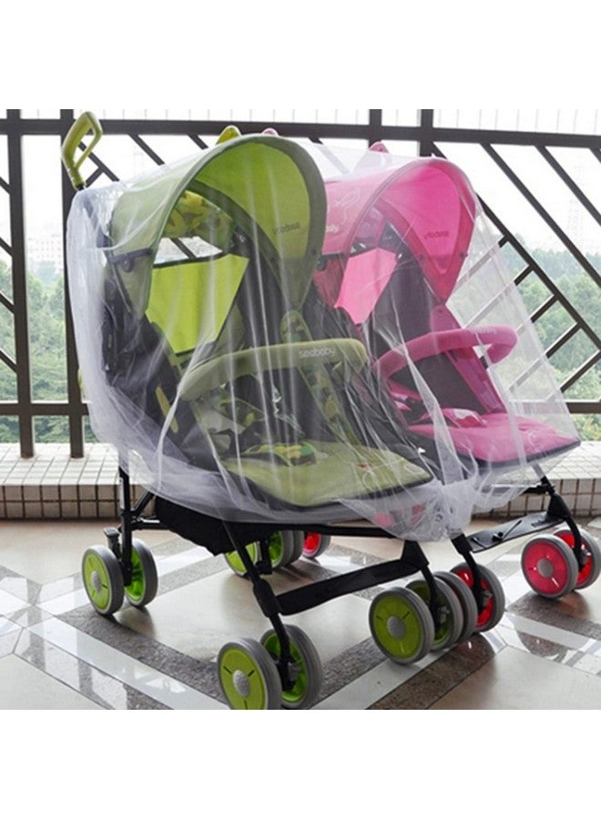 ITODA Twin Baby Double Stroller Net Sun Shades Universal Breathable Travel Walking Outdoor See Through Beach Parasol Windproof Protective Cover For Seats Bassinets And Carriers - Image 5