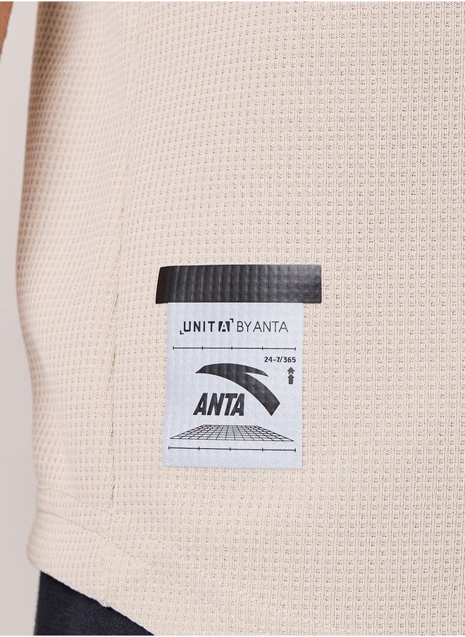 ANTA - Logo Print Waffle Knit T-Shirt - Image 1