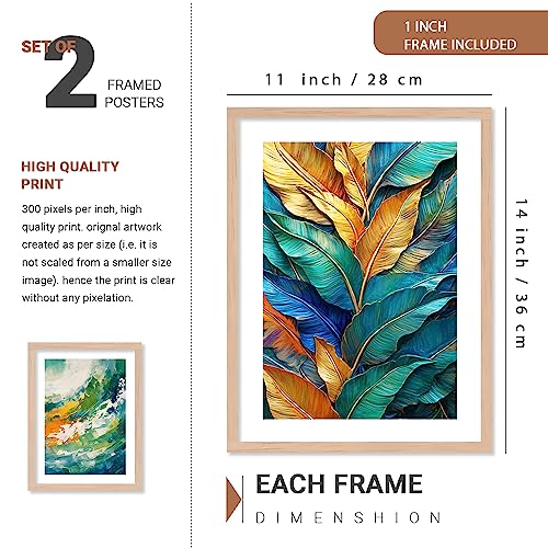 walllane - Beige Colour Art Painting For Living Room Bedroom Office | Leaf Painting With Frame | Painting For Wall Decoration (10 Inch x 13 Inch) Set 4 Cate- 40 - Image 2