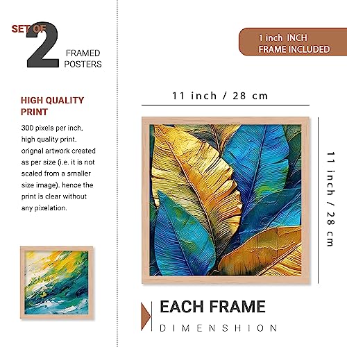 walllane - Beige Colour Art Painting For Living Room Bedroom Office | Leaf Painting With Frame | Painting For Wall Decoration (10 Inch x 13 Inch) Set 4 Cate- 40 - Image 3