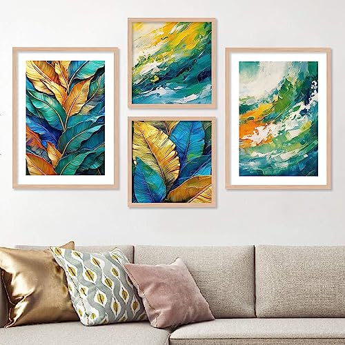 walllane - Beige Colour Art Painting For Living Room Bedroom Office | Leaf Painting With Frame | Painting For Wall Decoration (10 Inch x 13 Inch) Set 4 Cate- 40 - Image 1