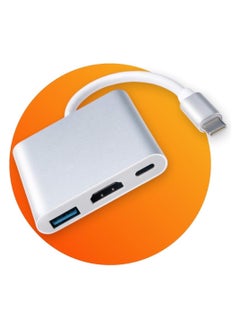 Generic USB Type-C to USB3 + HDMI + USB Type-C Adapter - Silver  - Image 1