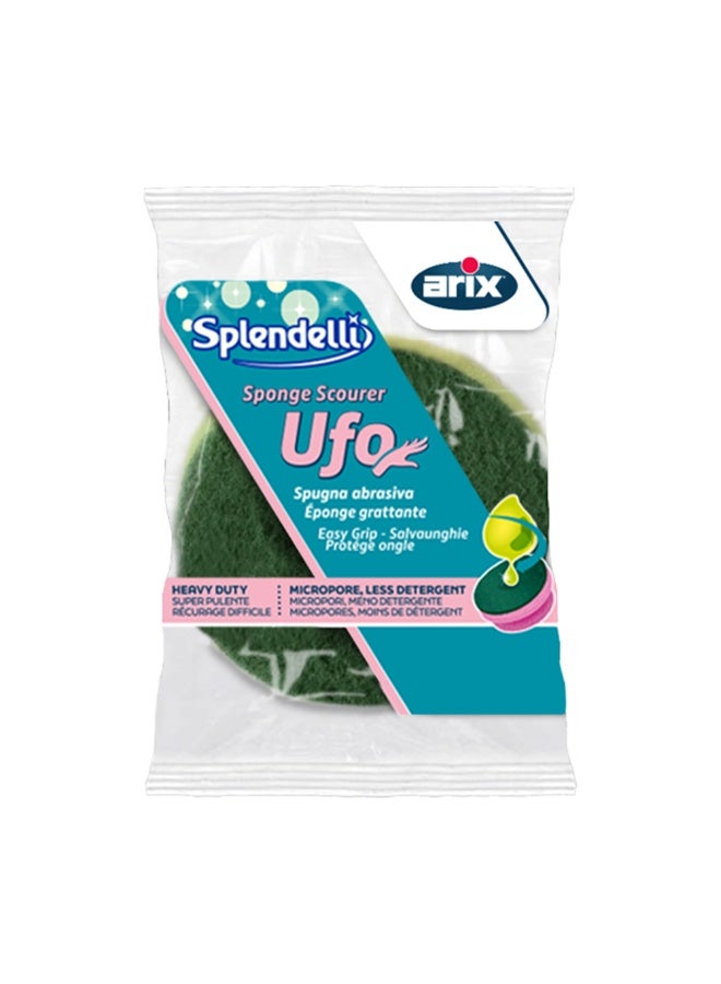 Arix UFO Sponge Scourer Round Grip 2pcs – Ergonomic Heavy-Duty Kitchen Cleaning Sponge