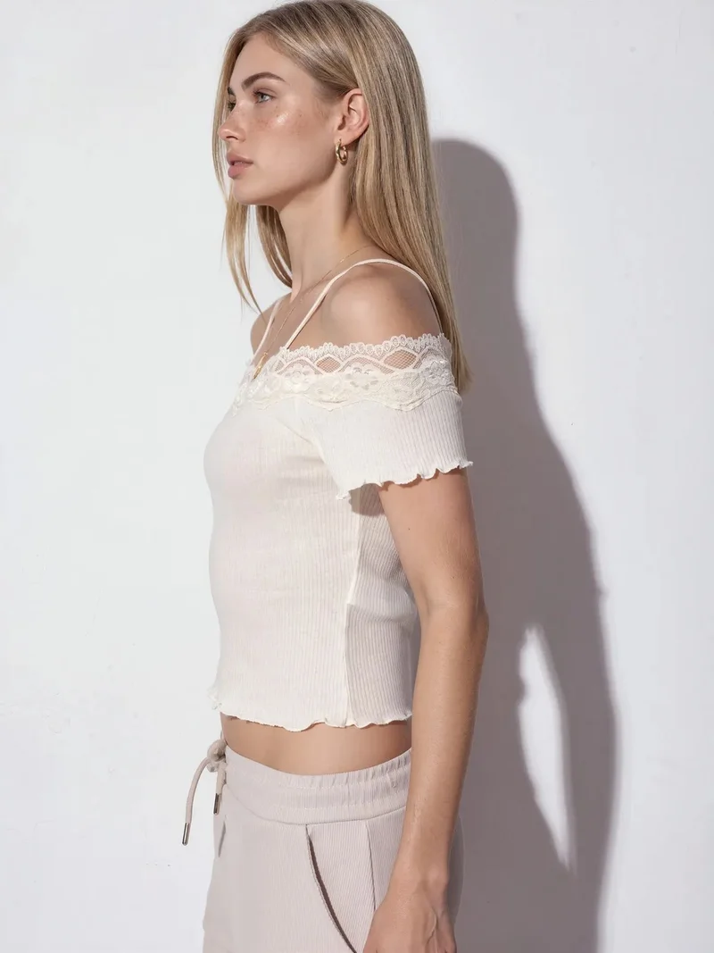 بوسيم BUSEM Ribbed Cotton Square-Neck Cami Top