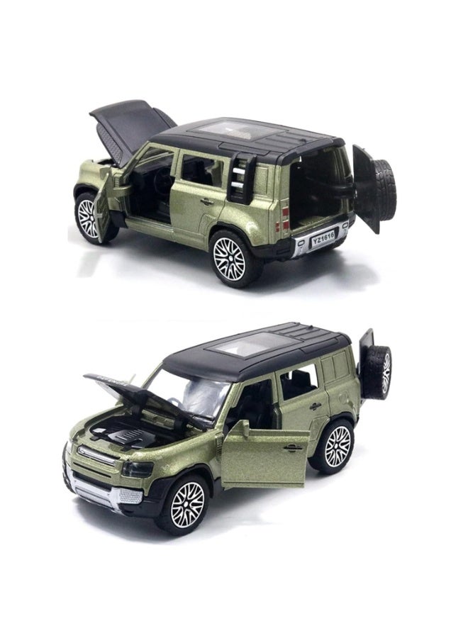 Defender Diecast Metal Pullback Car Toy for Kids with Openable Doors - Green - Image 3