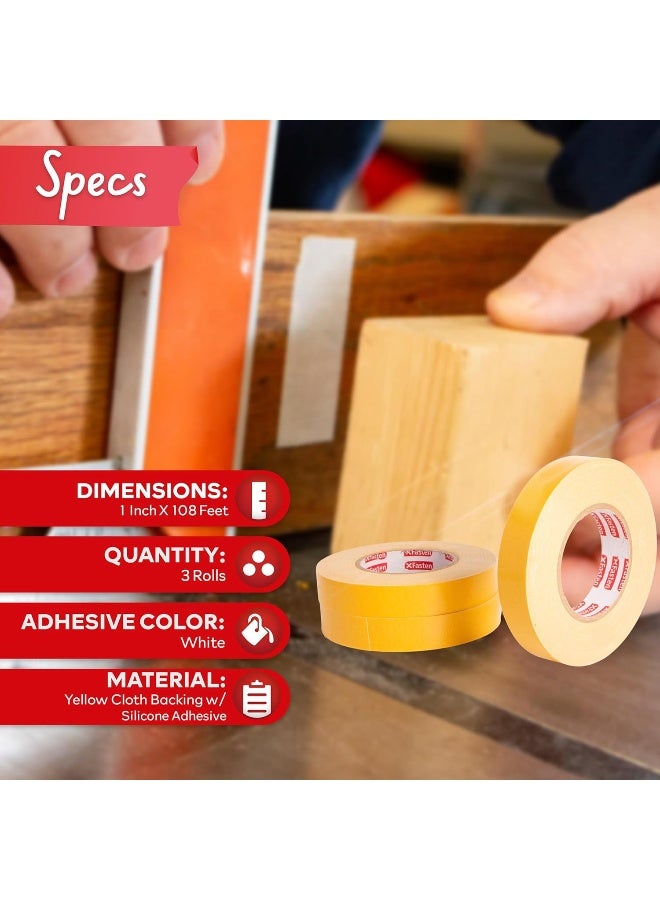 XFasten XFasten Double Sided Woodworking Tape, 1-Inch by 36-Yards, 3-Pack  - Image 3