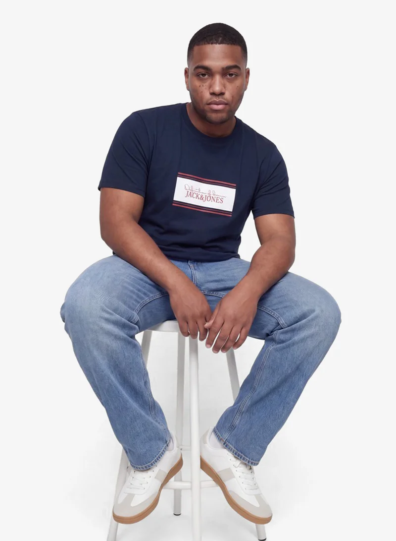 JACK & JONES  Casual Standard Fit Crew Plus Size Neck T-Shirt for Men | Best Price UAE