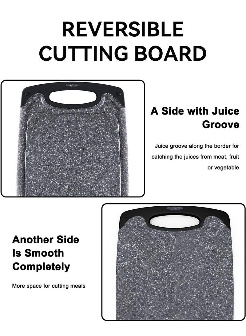 LEOKOR لوح تقطيع بلاستيكي للمطبخ، 3 قطع من لوح التقطيع بأحجام مختلفة ومقابض مضادة للانزلاق - Image 4