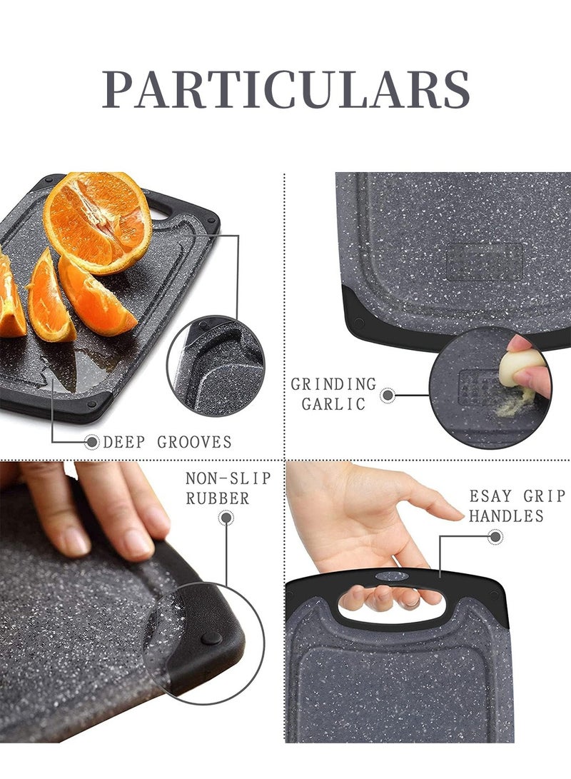 LEOKOR لوح تقطيع بلاستيكي للمطبخ، 3 قطع من لوح التقطيع بأحجام مختلفة ومقابض مضادة للانزلاق - Image 3