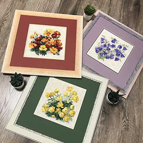RIOLIS - Marigolds 1556, Floral Cross Stitch Kits 7.75"X7.75", Cross Stitch Kits for Beginners & Advanced, Crossstitching Kits Adult, Counted Stitching Kits, Flowers Embroidery Kit - Image 3