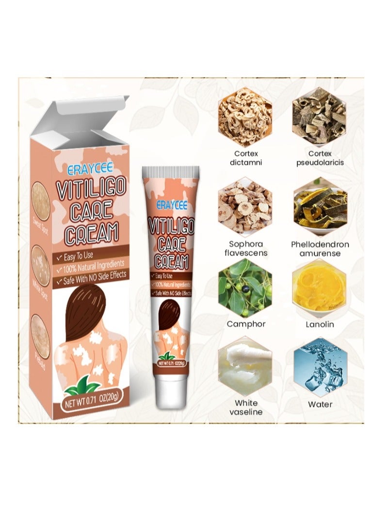ERAYCEE Vitiligo Relief Cream 20G, Treatment for Skin Vitiligo Ointment, Fade White Spot and Improve Skin Pigmentation Cream, Vitiligo Cream for Skin Healthy Care - Image 2