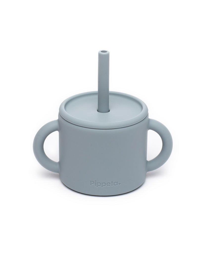 Pippeta Silicone Cup And Straw For Baby- Sea Salt - Image 1