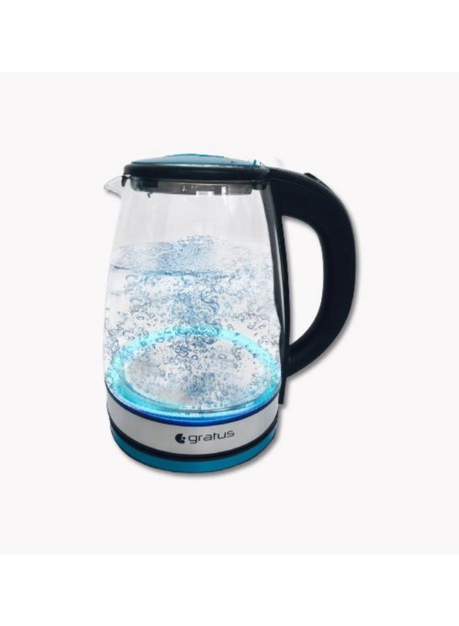Gratus 1.8L Electric Glass Kettle 1500W–1800W with Blue LED Light, Borosilicate Glass Body, 360° Cordless Power Base & Auto Shut-Off – GKSG1820AC - Image 1
