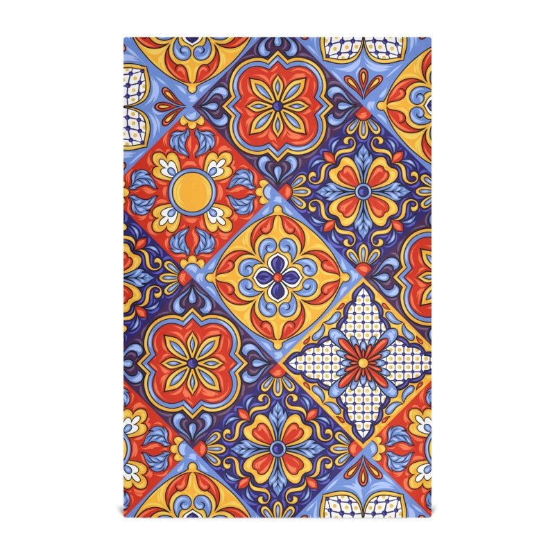 STAYTOP Mexican Talavera Ceramic Tile Pattern Kitchen Towels Set of 4 Super Soft and Strong Absorption Multifunctional Table and Tea Towels 28x18in