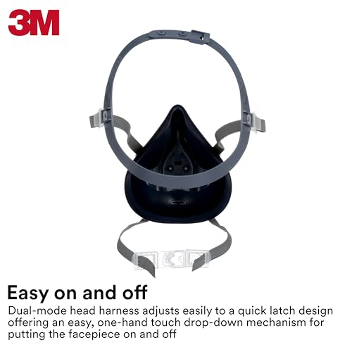 3M Reusable Respirator Half Facepiece 7502, NIOSH, 3M Cool Flow Valve, Dual Airline Supplied Air Compatible, Integrated Dropdown Suspension, Bayonet Connections, For Chemical Handling, Painting, Med - Image 4