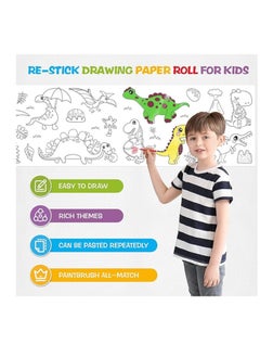 Generic Coloring Paper Roll for Kids, 300x30 cm Toddler Drawing Paper Roll, Squeaky Clean Sticky Wall Painting Stickers Set for Gift (Animal)  - Image 2