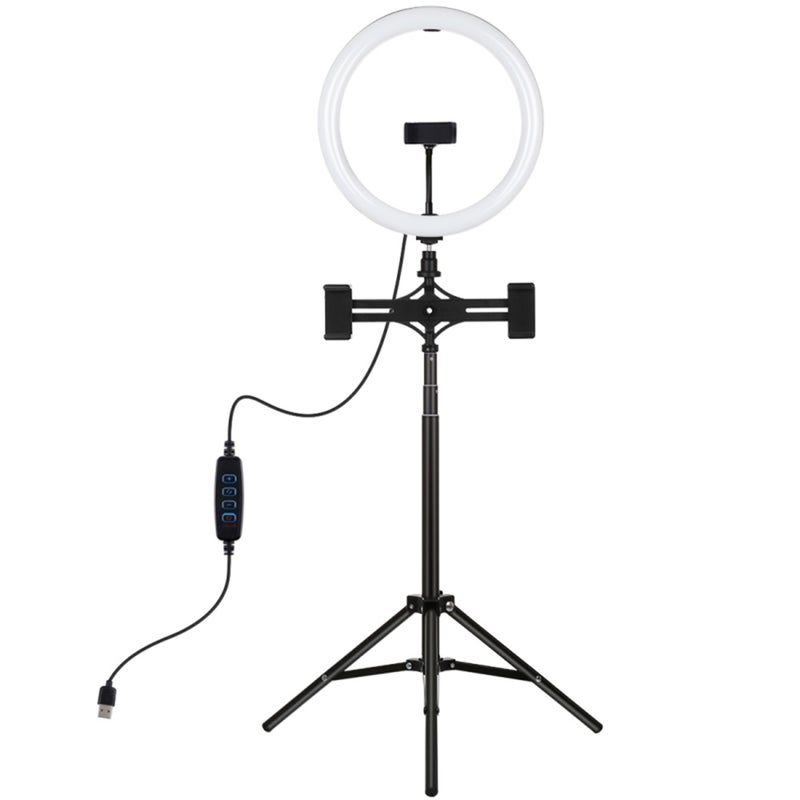 Loquat Dimmable LED Photography Light With Tripod Stand and Phone Clamp Holder Black - Image 1