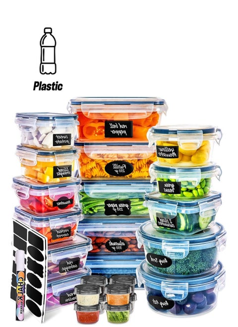 24-Piece Food Storage Container Set, BPA-Free Storage Box, Plastic Containers for Kitchen Organization, Meal Prep, Lunch Containers (Includes Labels & Pen)