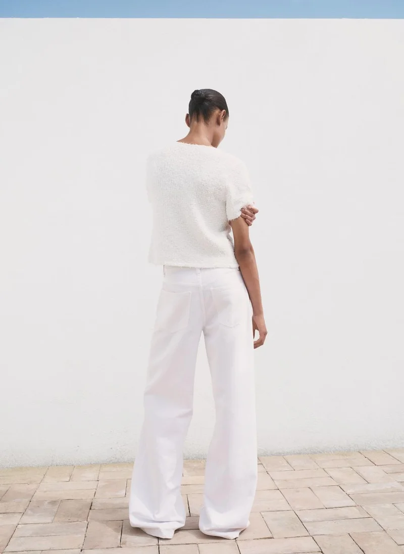 مانجو Short-Sleeved Bouclé Cardigan