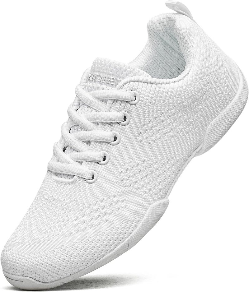 BAXINIER Girls White Cheerleading Shoes Lightweight Youth Cheer Competition Sneakers Kid Training Dance Tennis Shoes - White 12 Little Kid - Image 1