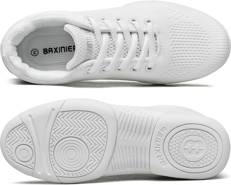 BAXINIER Girls White Cheerleading Shoes Lightweight Youth Cheer Competition Sneakers Kid Training Dance Tennis Shoes - White 12 Little Kid - Image 4