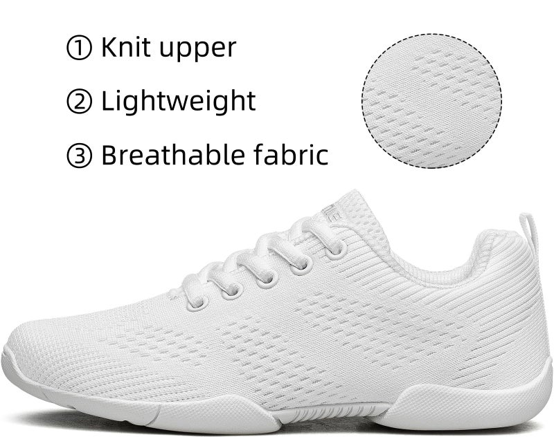 BAXINIER Girls White Cheerleading Shoes Lightweight Youth Cheer Competition Sneakers Kid Training Dance Tennis Shoes - White 12 Little Kid - Image 2