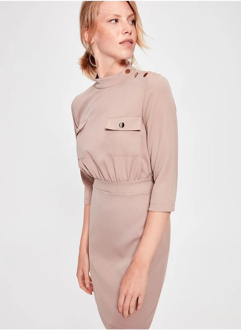 trendyol Shoulder Button Pocket Detail Dress