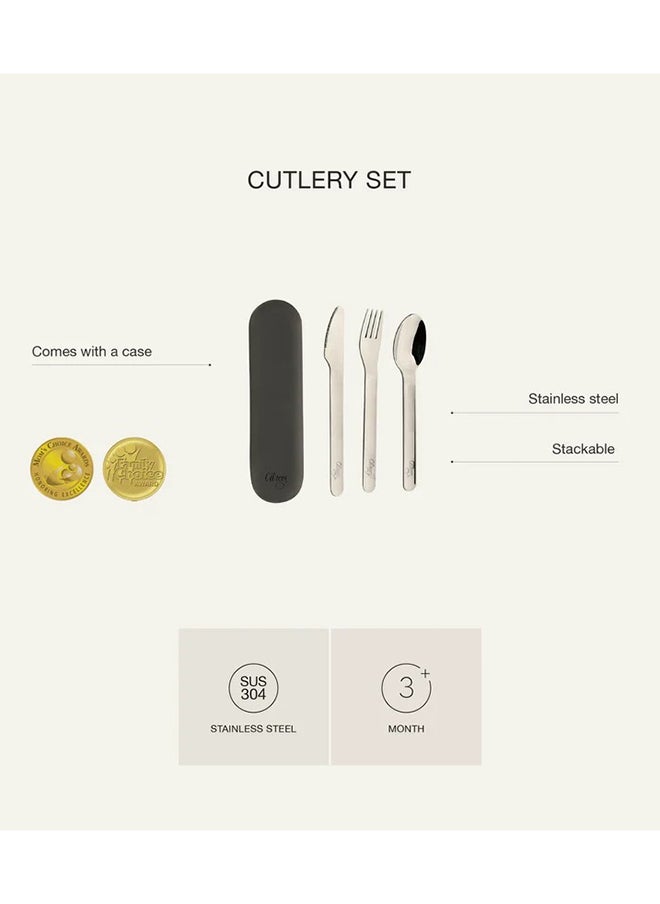 Citron Cutlery Set with Silicone Case - Green - 3-Piece Stainless Steel Utensil Set with Eco-Friendly Silicone Pouch - BPA-Free & Durable - Ideal for Kids & Adults  - Image 4