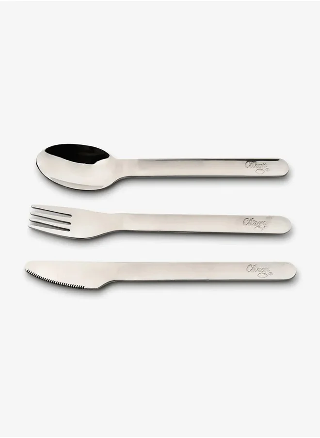 سترون Cutlery Set with Silicone Case - Green - 3-Piece Stainless Steel Utensil Set with Eco-Friendly Silicone Pouch - BPA-Free & Durable - Ideal for Kids & Adults