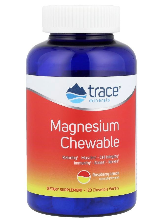 Trace Minerals مغنيسيوم قابلة للمضغ بنكهة التوت والليمون 120 قرص قابل للمضغ