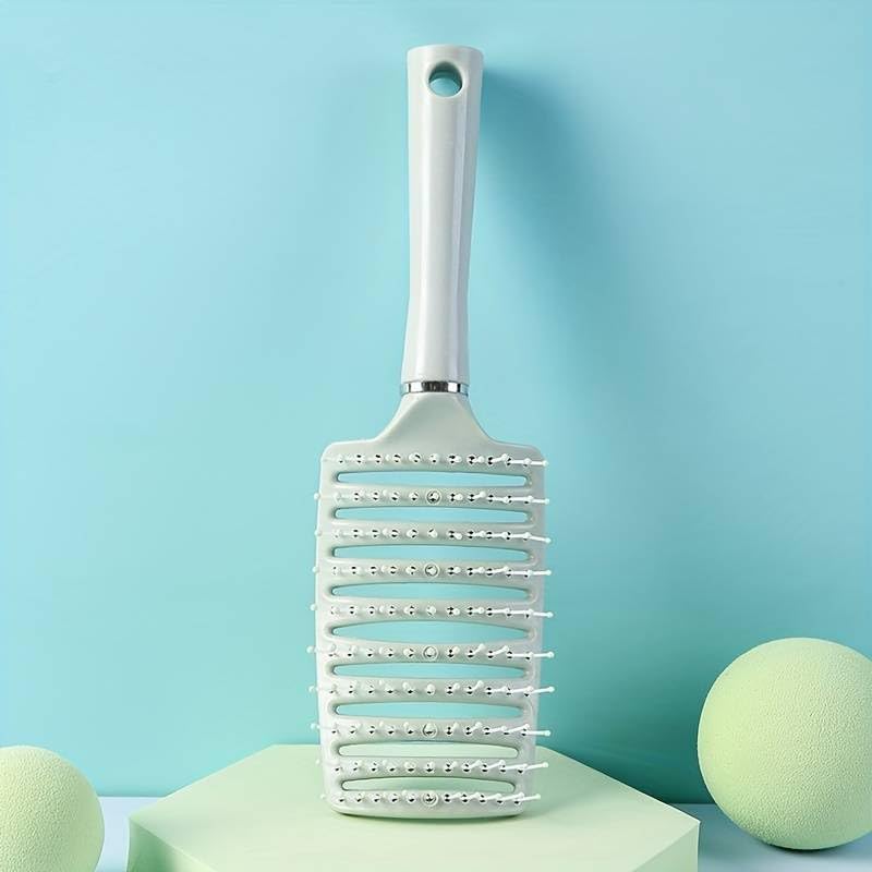 Vitalogy - Hair Brush for Women and Men CURVED & VENTED - Detangler Paddle Hair Brush For All Hair Types (Wet, Dry & Damaged Hair) - Hair Straightener for Curly Hair, Blow Drying (Green) - Image 3