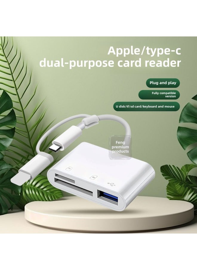 Generic - Multi-Function IPad Camera Converter For Apple Android OTG Reader Type-C Three-In-One External Storage Device High-Speed Transmission-Number Of Interfaces:Dual-use Hanging Basket A TF/SD Dual Card [fully Compatible Version]] - Image 1