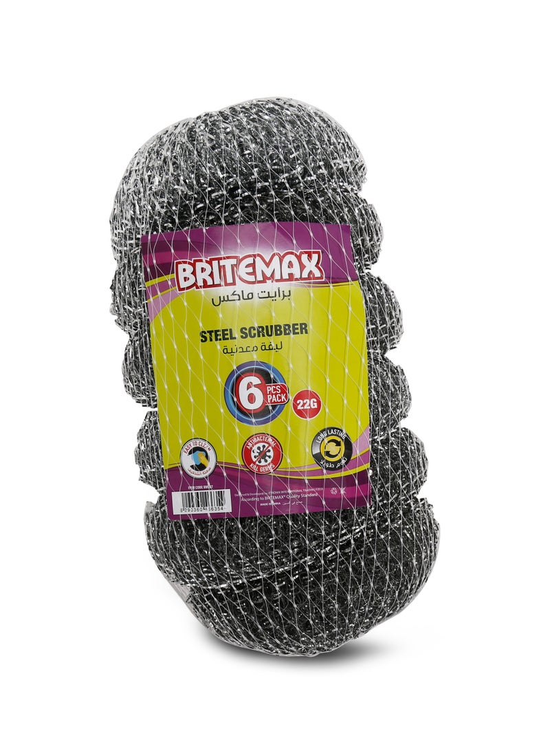 BM287 BriteMax Heavy-Duty Steel Scrubber – 6-Piece Set (22G)