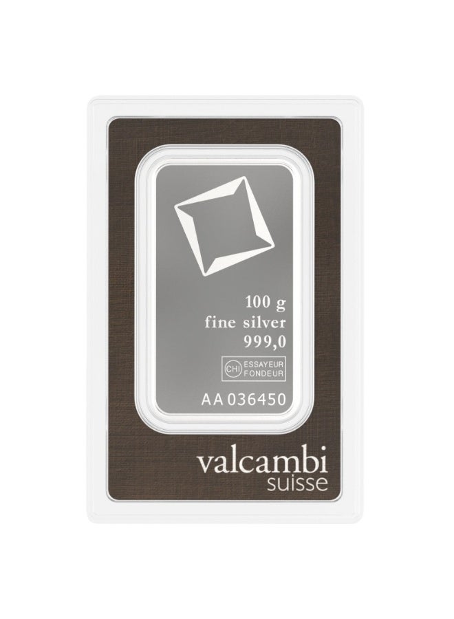 Silver Valcambi 100 Gram Silver Bar - Image 1