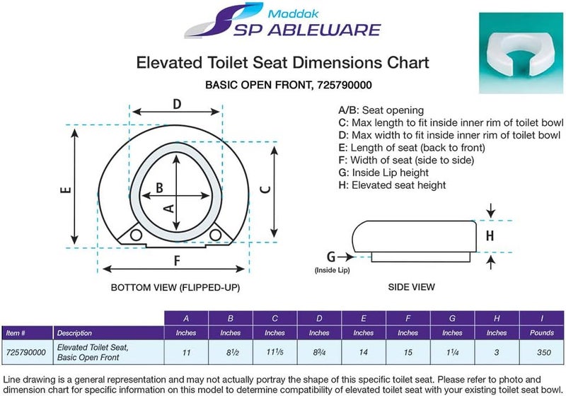 SP Ableware SP 3 Inch Extender Booster Elevated Raised Toilet Seat Risers for Seniors Adults Elderly Handicap Disabled Fits Most Standard and Elongated Toilets - White - Image 1