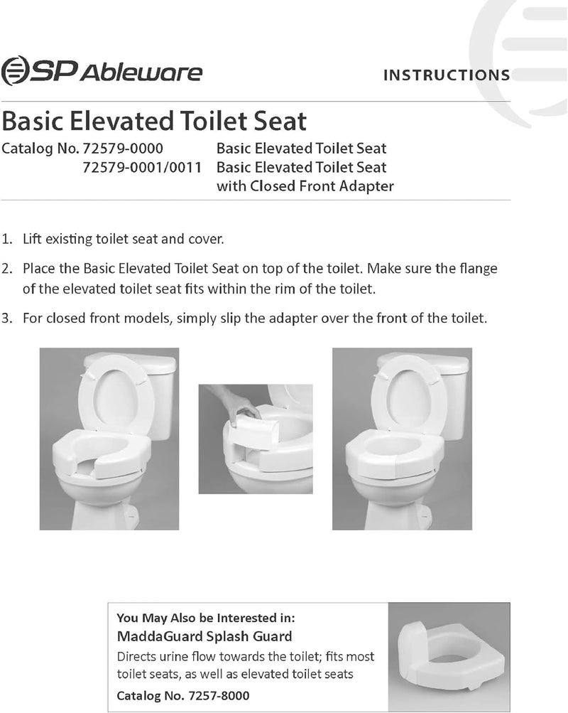 SP Ableware SP 3 Inch Extender Booster Elevated Raised Toilet Seat Risers for Seniors Adults Elderly Handicap Disabled Fits Most Standard and Elongated Toilets - White - Image 5