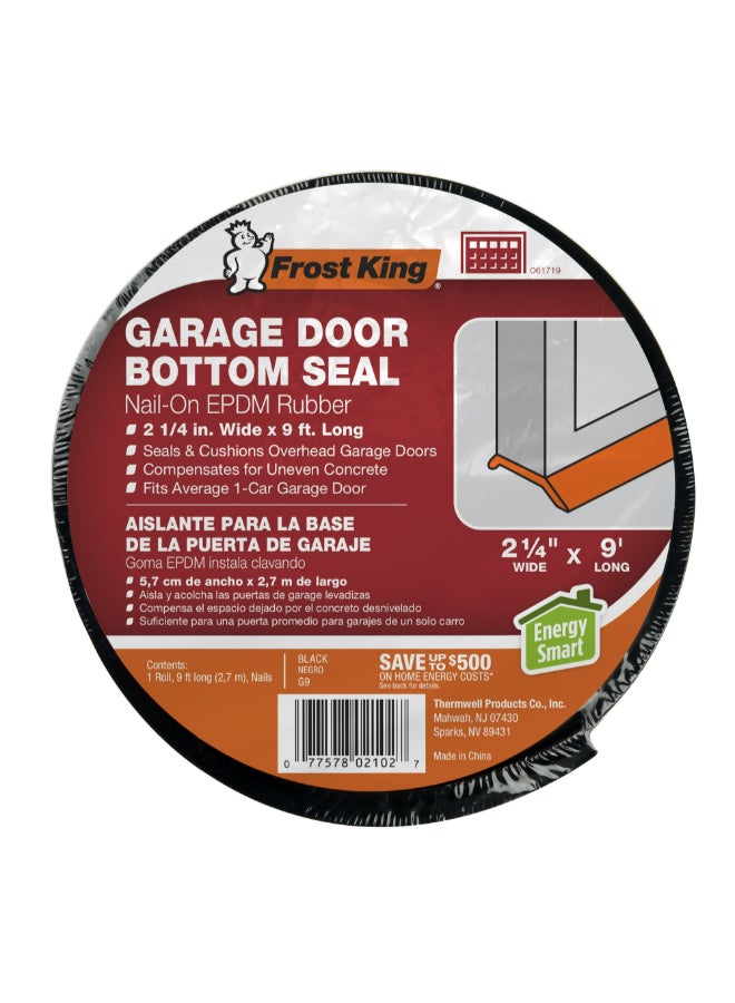 Frost King Nail-on EPDM Rubber Garage Door Bottom Seal Black 9 ft G9H - Image 1