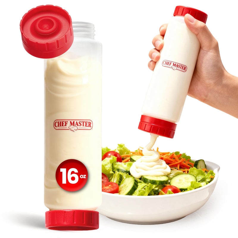 Chef-Master Chef Master Squeeze Bottles for Sauces (16oz) - Inverted, FIFO Refillable Bottle - Condiment Squeeze Bottles for Liquids, Sauces, Batter & Dressing - Made for Restaurants, Diners & Food Trucks - 90290 - Image 1