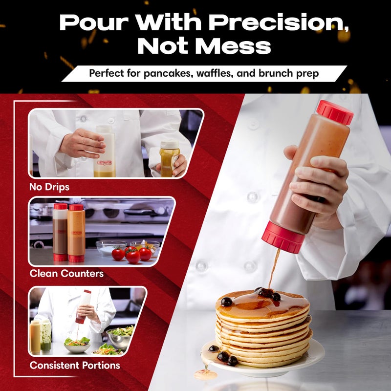 Chef-Master Chef Master Squeeze Bottles for Sauces (16oz) - Inverted, FIFO Refillable Bottle - Condiment Squeeze Bottles for Liquids, Sauces, Batter & Dressing - Made for Restaurants, Diners & Food Trucks - 90290 - Image 3