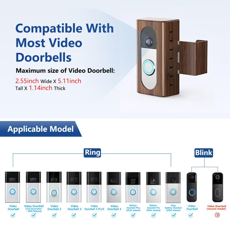 KIMILAR Anti-Theft Video Doorbell Mount Compatible with Most Wireless Video Doorbell, Adjustable Mounting Bracket Accessories for Houses, Apartments, Businesses - Image 2
