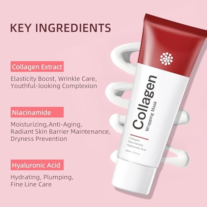 IREV Collagen Wrapping Mask, Peel Off Facial Mask, Face Masks Skincare, Hydrolyzed Collagen For Glowing Skin, Deep Repairing, Hydrating, Glass Skin,Facial Masks Skin Care, Face Moisturizer 80ml 2.71oz - Image 5