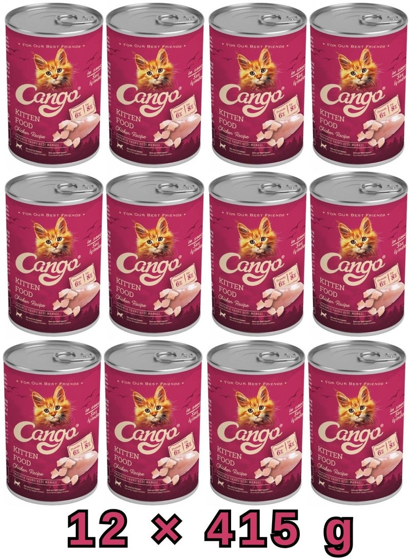 CANGO Kitten Food Canned – Chicken – 415g - 12 Pcs - Image 1