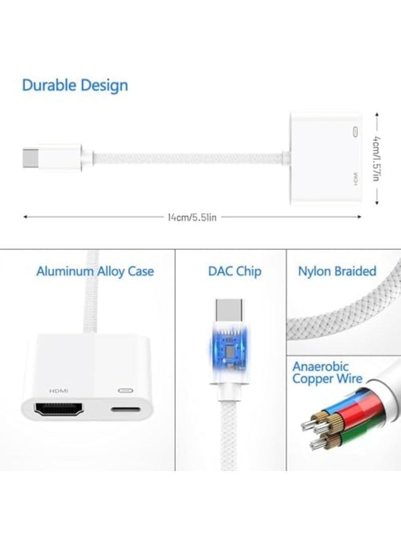 Barakah USB C to HDMI Adapter, 2-in-1 Type C to HDMI for i-Phone 16/15, 4K@60Hz, 100W Fast Charging, TV/HDTV/Monitor/Projector Video & Audio Sync, USB C Hub Compatible with Sam-sung, MacBook Pro (White) - Image 5
