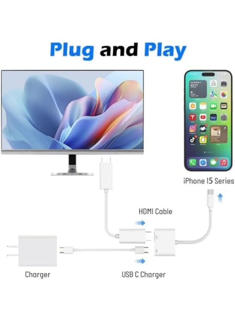 Barakah USB C to HDMI Adapter, 2-in-1 Type C to HDMI for i-Phone 16/15, 4K@60Hz, 100W Fast Charging, TV/HDTV/Monitor/Projector Video & Audio Sync, USB C Hub Compatible with Sam-sung, MacBook Pro (White) - Image 4
