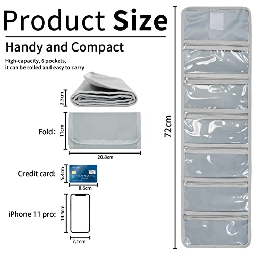 VOCHIC Money Wallet, Money Organizer for Cash with 6 Zippered Pocket Multipack Money Pouch, Cash Bill Organizer, Money Bag Small Travel Money Holder for Budgeting, Receipt and Tips(Gray Green) - Image 3