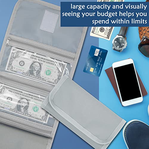 VOCHIC Money Wallet, Money Organizer for Cash with 6 Zippered Pocket Multipack Money Pouch, Cash Bill Organizer, Money Bag Small Travel Money Holder for Budgeting, Receipt and Tips(Gray Green) - Image 2