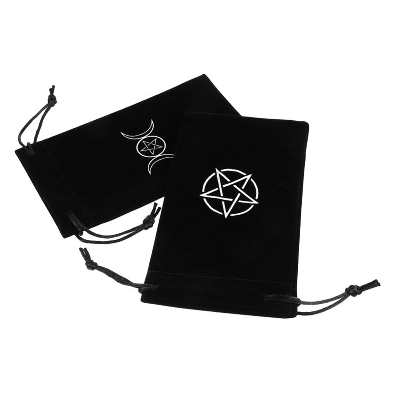2pcs Black Pentacle Tarot Card Drawstring Storage Bag for Beginners - Image 2