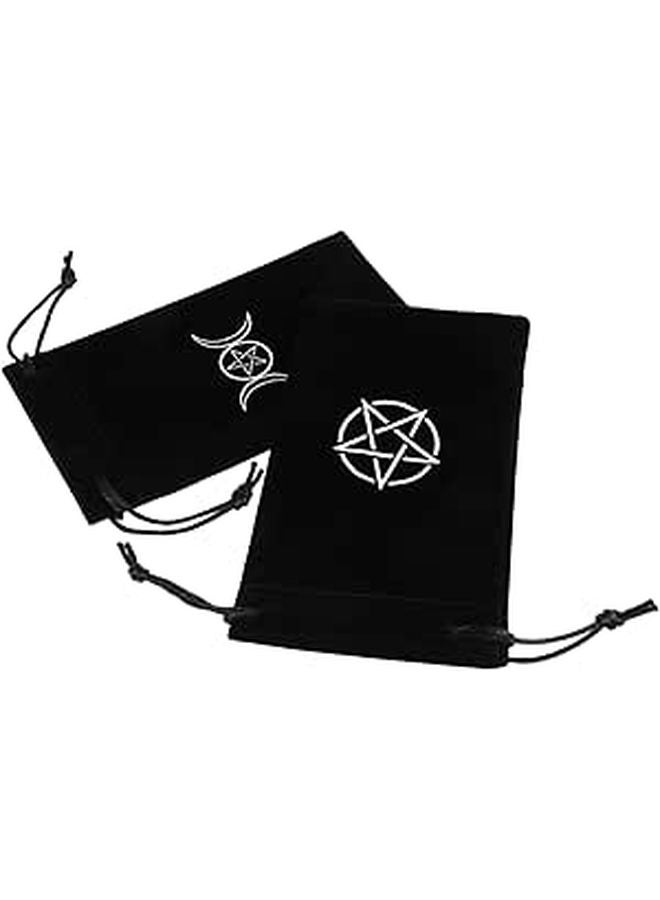 2pcs Black Pentacle Tarot Card Drawstring Storage Bag for Beginners - Image 1