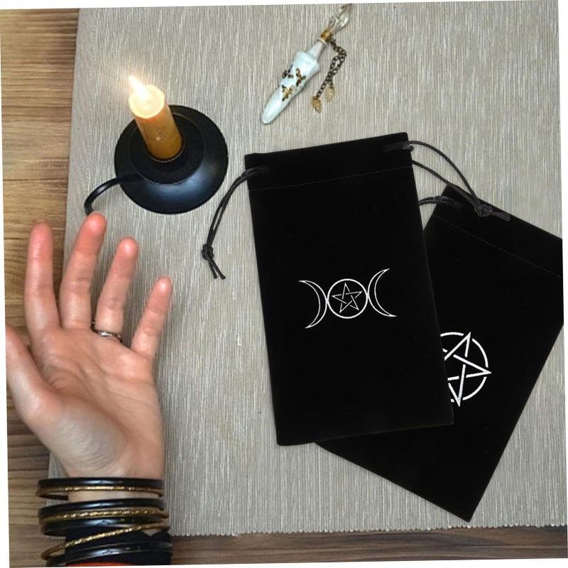 2pcs Black Pentacle Tarot Card Drawstring Storage Bag for Beginners - Image 4