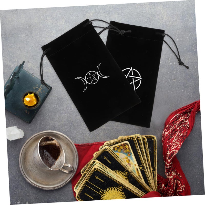 2pcs Black Pentacle Tarot Card Drawstring Storage Bag for Beginners - Image 3